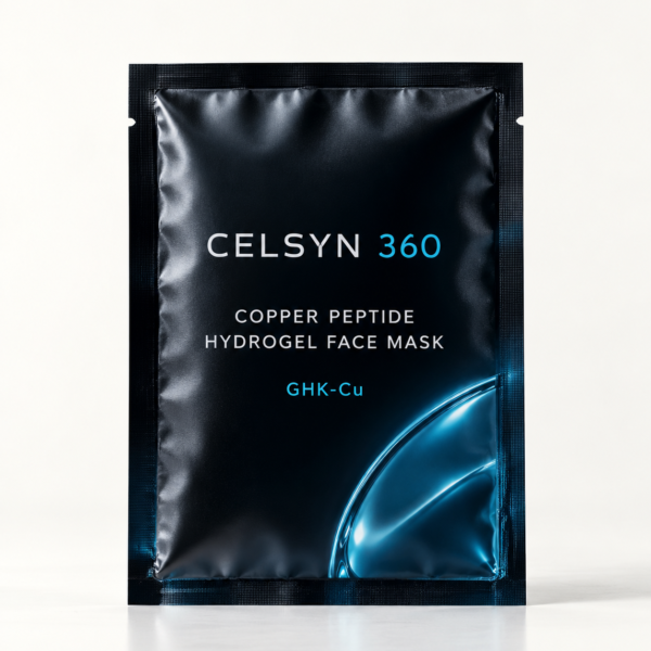 CELSYN 360 Copper Peptide Hydrogel Face Mask packet, front view